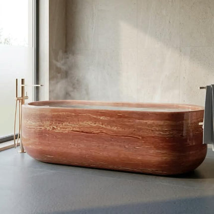 Premium Natural Marble Bathtub Hand Polished Freestanding Tub For High Grade Villa Apartment Bathroom Space