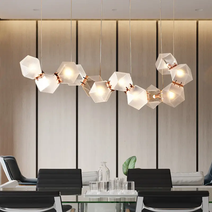 Modern Chandelier LED White Glass Stone Lamparas De Techo Suspension Luminaire Lampen Pendant Light for Dining Room Foyer