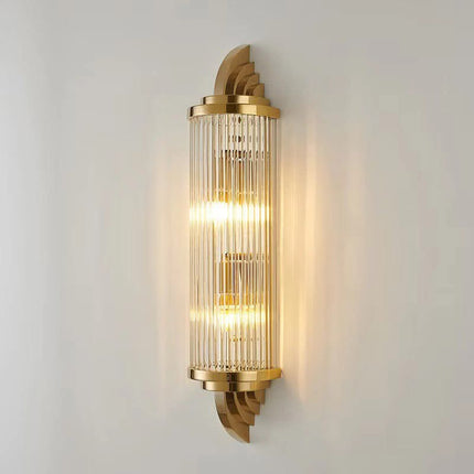 American Style Luxury Living Room Stainless Steel Wall Lamp Villa Background Wall Stainless Steel Customizable Glass Wall Light