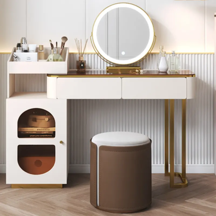 Adjustable MakeUp Desk Dressing Table With LED Mirror And Drawers Iron Vanity Table MakeUp Vanities Dresser Bedroom Furniture
