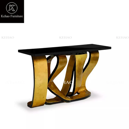 Modern Luxury Console Table – Stainless Gold Frame, Glass Top, Drawers for Hallway and Entrance Storage