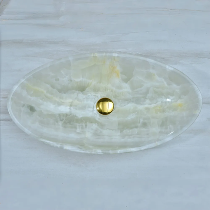 Luxury Wash Basin White Onyx Bathroom Single Vessel Sink Big Size Basin Sink Bathroom Cabinet Countertop Art Wash Basin