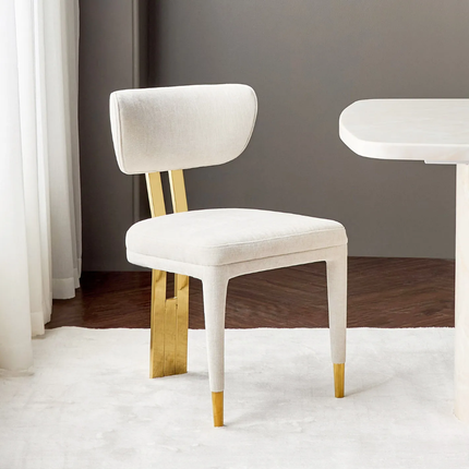Gold and White Stainless Steel Frame Dining Chair – Soft Velvet Upholstery, Perfect for Home, Hotel and Restaurant Use