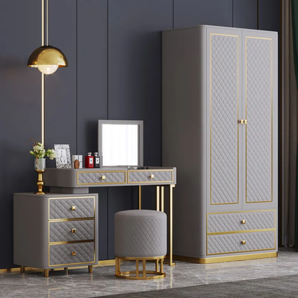 High Class Leather Dressing Table With Mirror Designs Dresser Luxury Bedroom Vanity Makeup Vanity Table Set