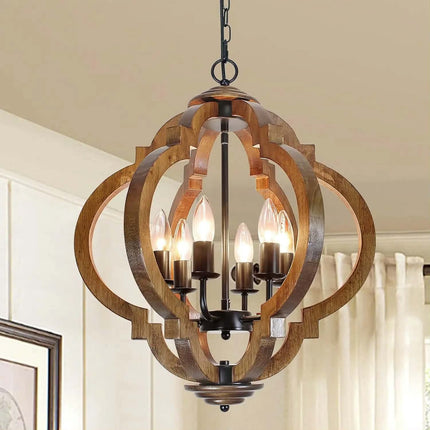 Style Rustic Carved Wood Chandeliers Pendant Light Lamp Elegant Rustic Chandelier