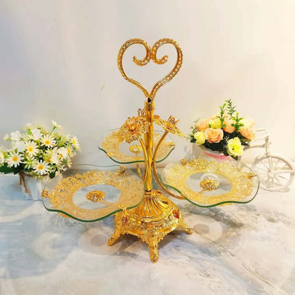 European -Style Round Glass Serving Fruit & Snack For Home Hotel KTV Business Gift-Ornament With Dried Fruits