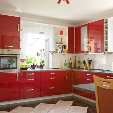 Luxury High Gloss Modern Design Furniture Red Lacquer Glossy Kitchen Cabinet