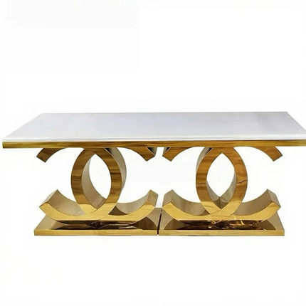 Luxury Gold Stainless Steel Frame Dining Table Set 6 Seater Rectangular Marble Top Modern Dining Table for Home Hotel