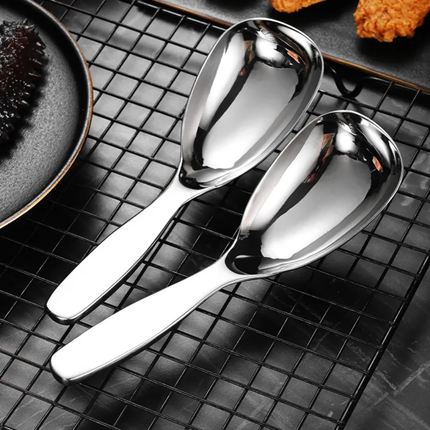 High Quality Korea Metal Tableware304Earl Soup Serving Round Head Flat Rice Spoon Modern Design