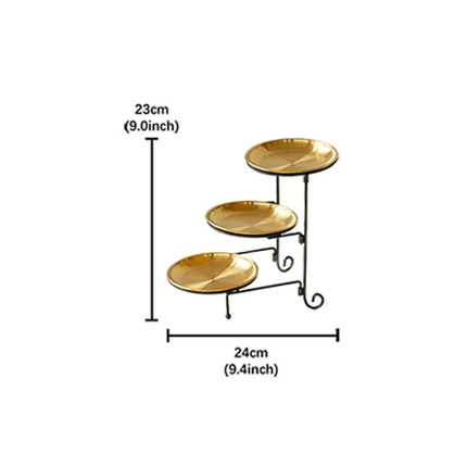 Modern Three Layer Fruit Cake Plate, Artistic And Luxurious Stainless Steel and Iron Detachable and Foldable Dessert Plate