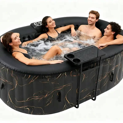 RTS Inflatable Spa Hot Tub Massage Pool Swimming Family Use 2-Person Laminated PVC Blue Round For Outdoor& Indoor
