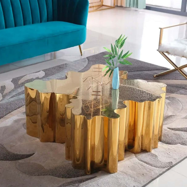 Modern Unique Design Tree Root Luxury Stump Golden Stainless Steel Coffee Table for Living Room Furniture