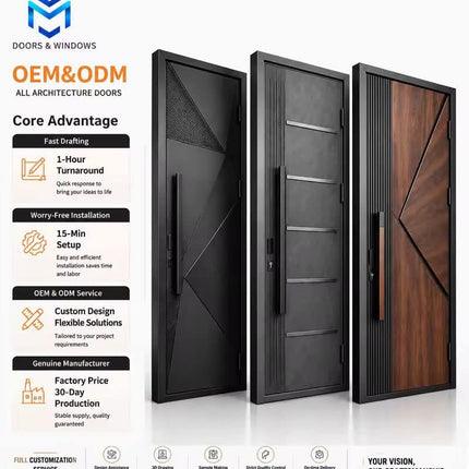 Metal Security Housing Exterior Luxury Villa Front Entrance Cast Aluminum Custom Anti-Theft Manual Finished Bathroom Door