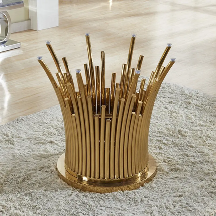 Modern Round Glass Gold Dining Table with Metal Frame 6 Chairs Set for Hotel & Home Office Use Home Furniture