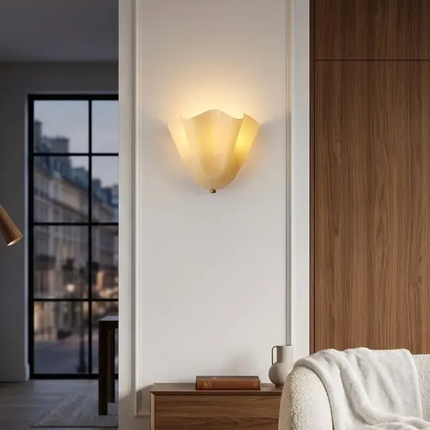 Modern Glass Wall Light Flower Shape Iron Decorative Wall Sconces LED Indoor Lighting Wall Light For Bedroom Living Room