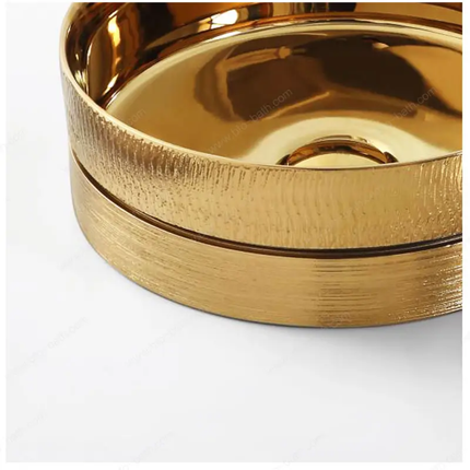 Glossy Golden Countertop Sink Italian Design Stylish Home Essential Masterpiece