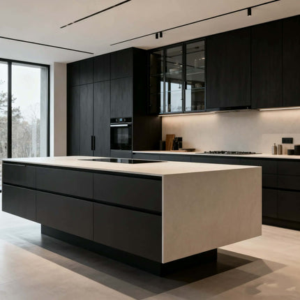 Custom Luxury Full Kitchen Island Cabinet Set Modern Kitchen Cabinets Oak and Black Kitchen Cabinets with Modular