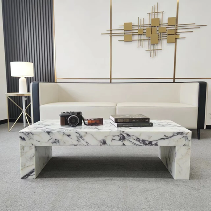 Modern luxury Nordic marble plinths durable coffee table calacatta Viola base center table set furniture bedroom living room