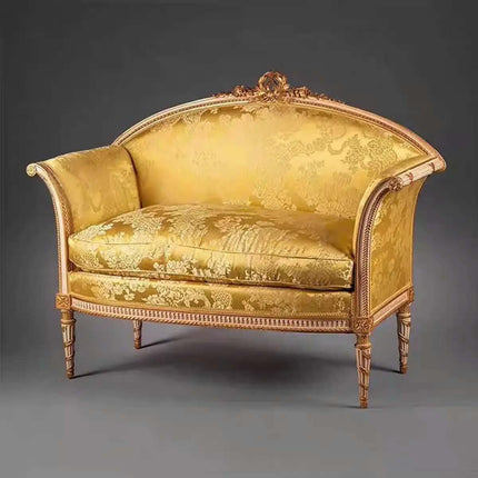 Antique French Palace Style Solid Wood Carved King Size Sofa Luxury Victorian Velvet Upholstered Living Room Furniture