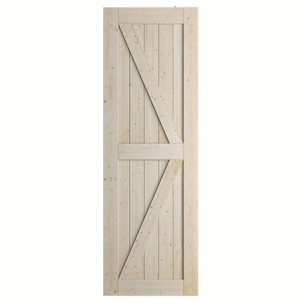 Certified Industrial K-Frame Modern Design Finished Solid Pine Wood Sliding Barn Door