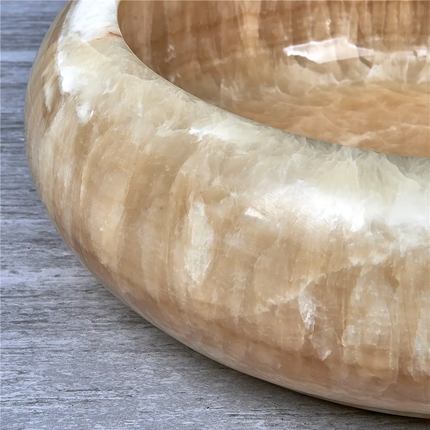 Size And Shape Can Be Customizable Luxury Natural Yellow Onyx Round Vessel Sink Wash Basin Bowl