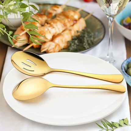 Stainless Steel Long Handle Soup Spoon Hot Pot Colander Strainer Spoon Buffet Service Spoons and Slotted Serving Spoon