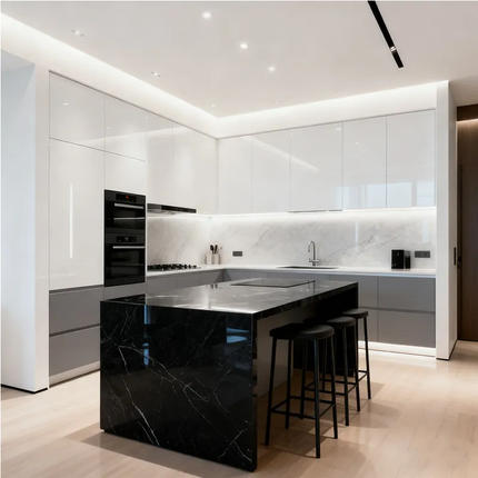 Custom Wholesale Island Cabinet Unit Set Modular Kitchen Cupboard Wooden Kitchen Cabinet Set Factory Price