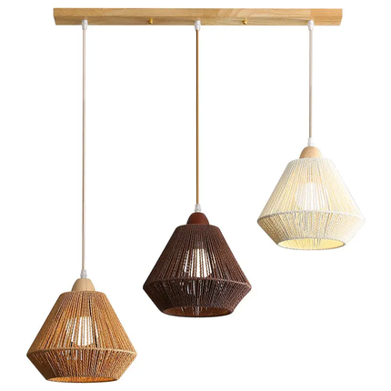 Postmodern Creative Rattan Restaurant Chandelier Modern Minimalist Home Stay Pendant Light Retro Style Solid Wood Pendant Lamps
