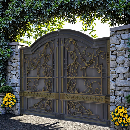 Modern European Design Electric Iron Sliding Automatic Driveway Gate for Villa & Hotel Custom Swing Wrought Iron Front Gate