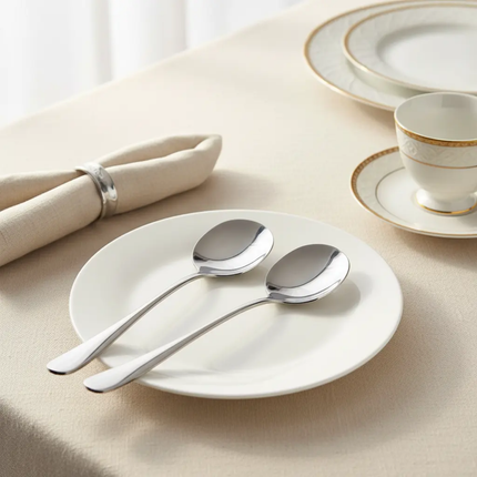 Stainless Steel Spoon Thickened Serving Spoon High Mirror Polish Beads Prevent Falling for Hotel Restaurant Buffet