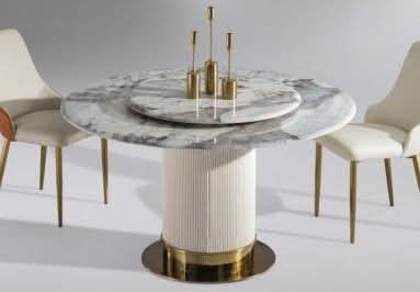 Lastest Design Customized House Dining Room Furniture Modern Luxury Round Dining Table With Turntable