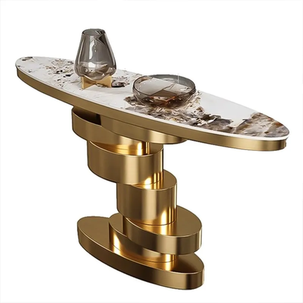 Luxury Italian stainless steel storage cabinet Nordic sintered stone console table custom entryway hall table moderno home decor