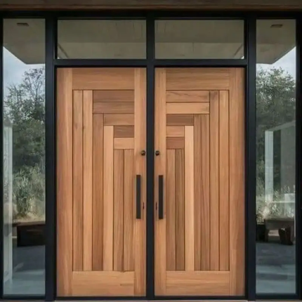 Elegant French Countryside Inspired Arched Top With Transom Window Bright Natural Light Foyer Exterior Wood Door