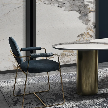 Modern Ceramic Dining Table Set with Metal Chair for Home or Hotel for Home Office Furniture
