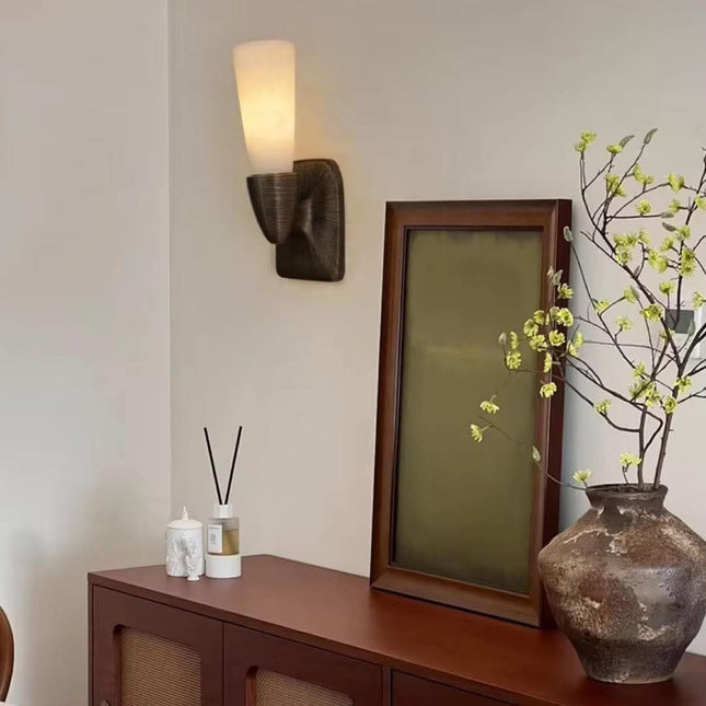 Middle Ancient Retro Chinese Style LED Marble Wall Lamp For Living Room Bedroom Study Hotel 5-Year Warranty