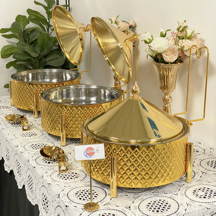 Masterpiece Design 9L Gold Silver Serving Buffet Dishes for Catering Chafing Dish Food Warmer Chaffing at Wedding Winery