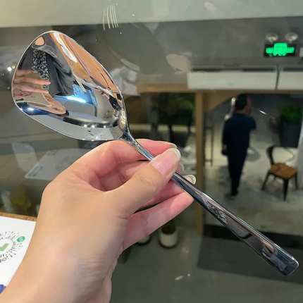 Korean Modern Triangle Large Stainless Steel Spoon Shovel Long Handle Mirror Polish Eco-Friendly Hotel Restaurant Family Use