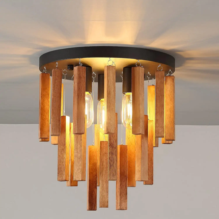 Style Rustic Carved Wood Chandeliers Pendant Light Lamp Elegant Rustic Chandelier
