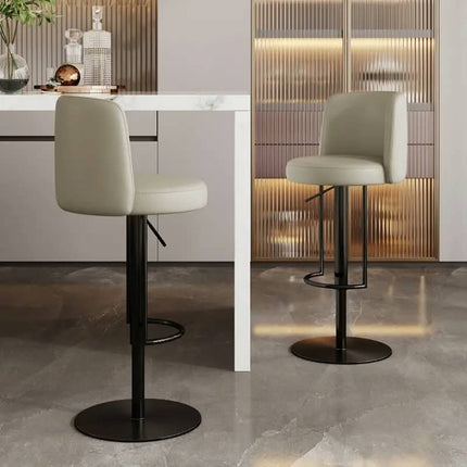 Hotel Stainless Steel Bar Stool Chair Lift Revolving Leather Dining High Stool For Home