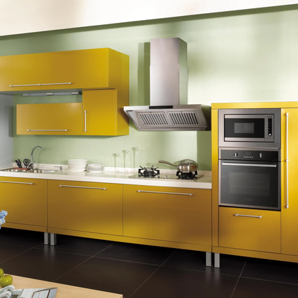 CBMMART Modern Grey and Shallow Yellow Kitchen Cabinet Set Custom Kitchen Cabinet with Island