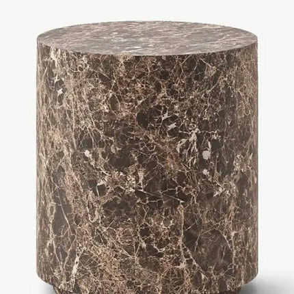 Natural Marble Side Table Design Home Furniture Brown Luxury Cylinder Stone Pillar Sofa Plinth Side Table Bedroom Side Table