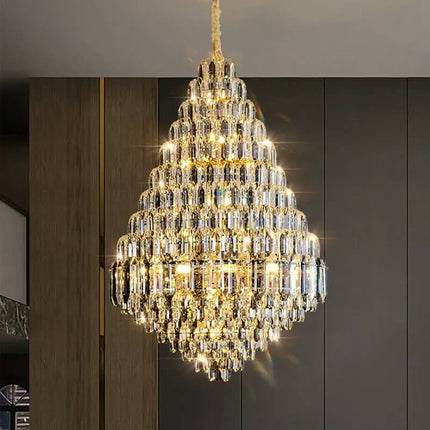 Customized Modern Luxury Crystal Lamp Multi-Storey Living Room Duplex Villa Building's Large Hollow Chandelier Post-Modern Stair