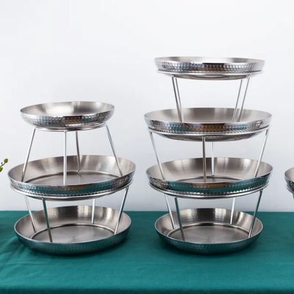 Luxury Hotel Catering Equipment Buffet Stainless Steel Hammered Multi-Layer Seafood Display Stand Desktop For Hotel Restaurant