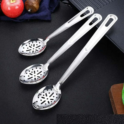 Stainless Steel Soup Ladle Long Handle Buffet Serving Spoon Thickened Public Hotel Slotted Spoon Set OEM