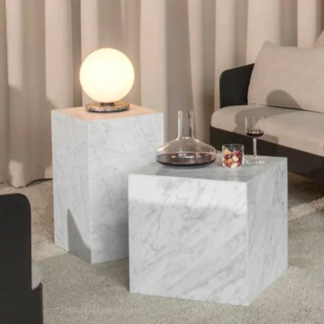 Modern Luxury White Marble Side Table Natural Stone Bedside Table Nightstand Decor Furniture