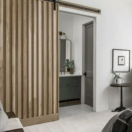 High Quality Wood Grain Sliding Interior Soundproof Door Slatted Barn Doors For House
