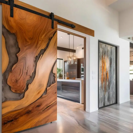 White Modern Sliding Door With Linkage Mechanism For Study,Living Room, and Other Indoor Wooden Doors