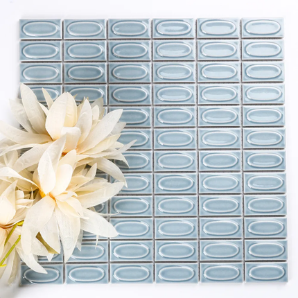 Luxury High End Shower Wall Project Porcelain Mosaic Concave Convex Three-Dimensional Bathroom Wall Mosaic Tile