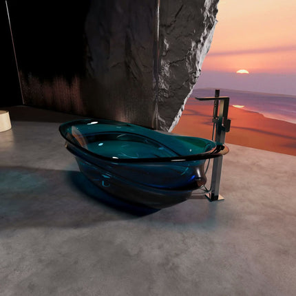 Solid Surface Translucent Royal Crystal Transparent Stone Resin Bathtub Soak Bathroom Transparent Tun Freestanding Hot Tubs