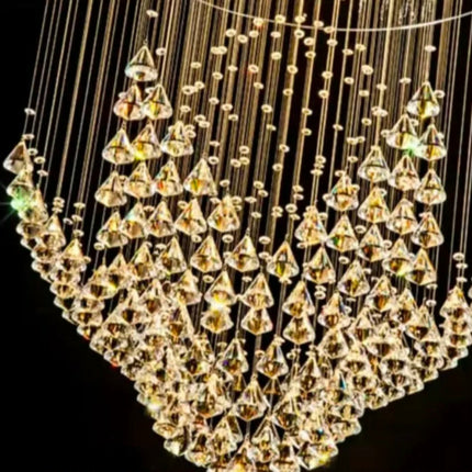 Nordic Custom Hotel Large Gold Long Crystal Chandeliers Ceiling Luxury Hanging Pendant Lights